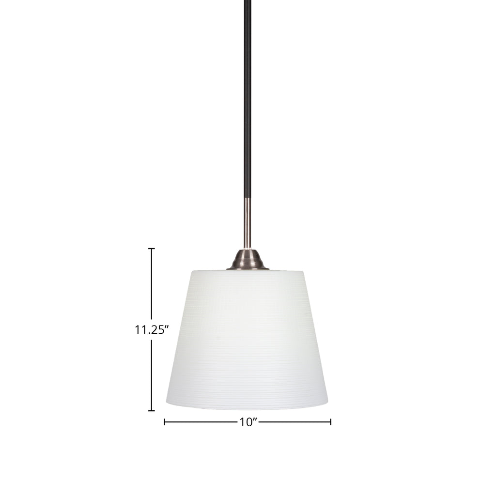 Paramount One Light Mini Pendant in Matte Black & Brushed Nickel with 10" White Matrix Shade