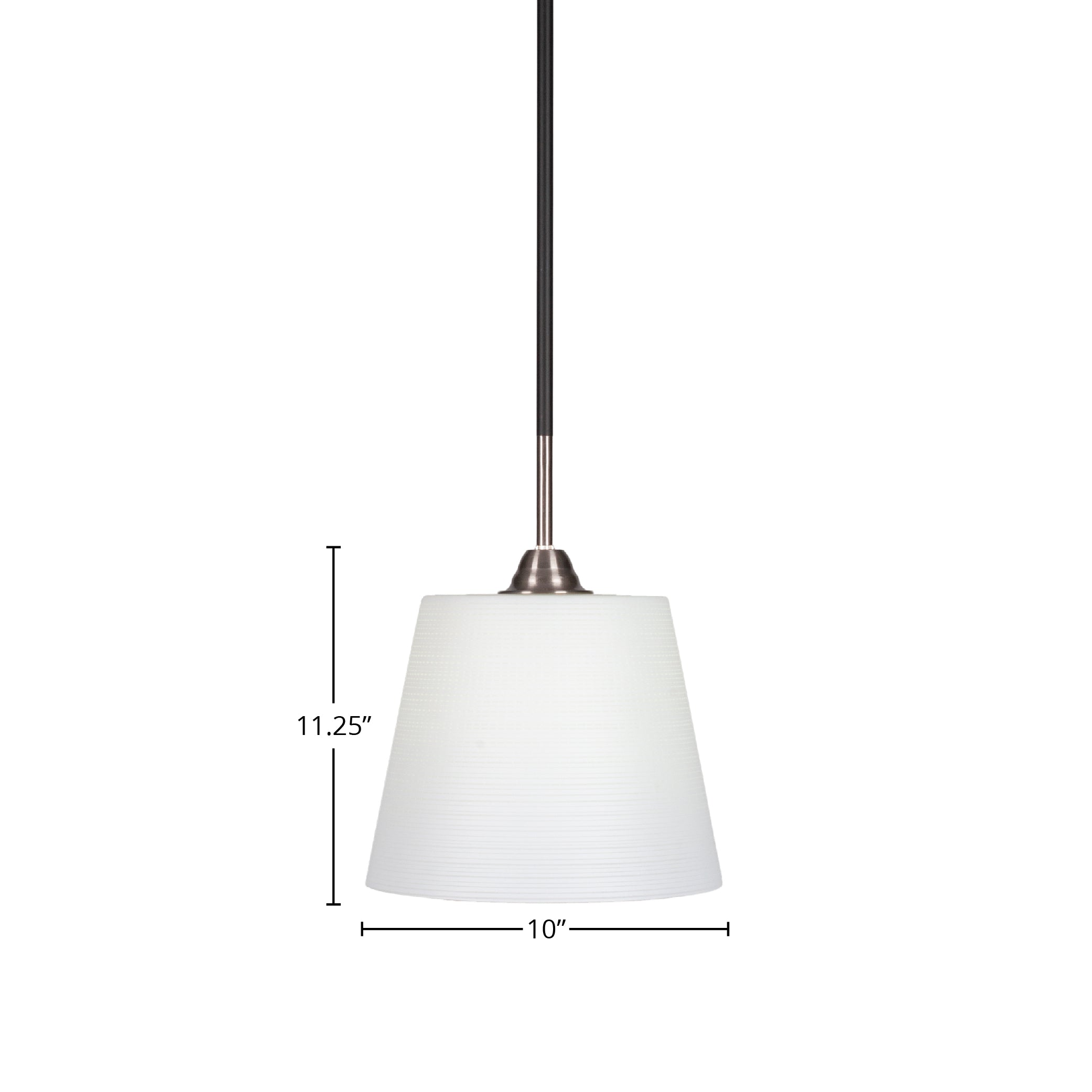 Paramount One Light Mini Pendant in Matte Black & Brushed Nickel with 10" White Matrix Shade