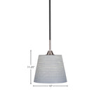 Paramount One Light Mini Pendant in Matte Black & Brushed Nickel with 10" Gray Matrix Shade