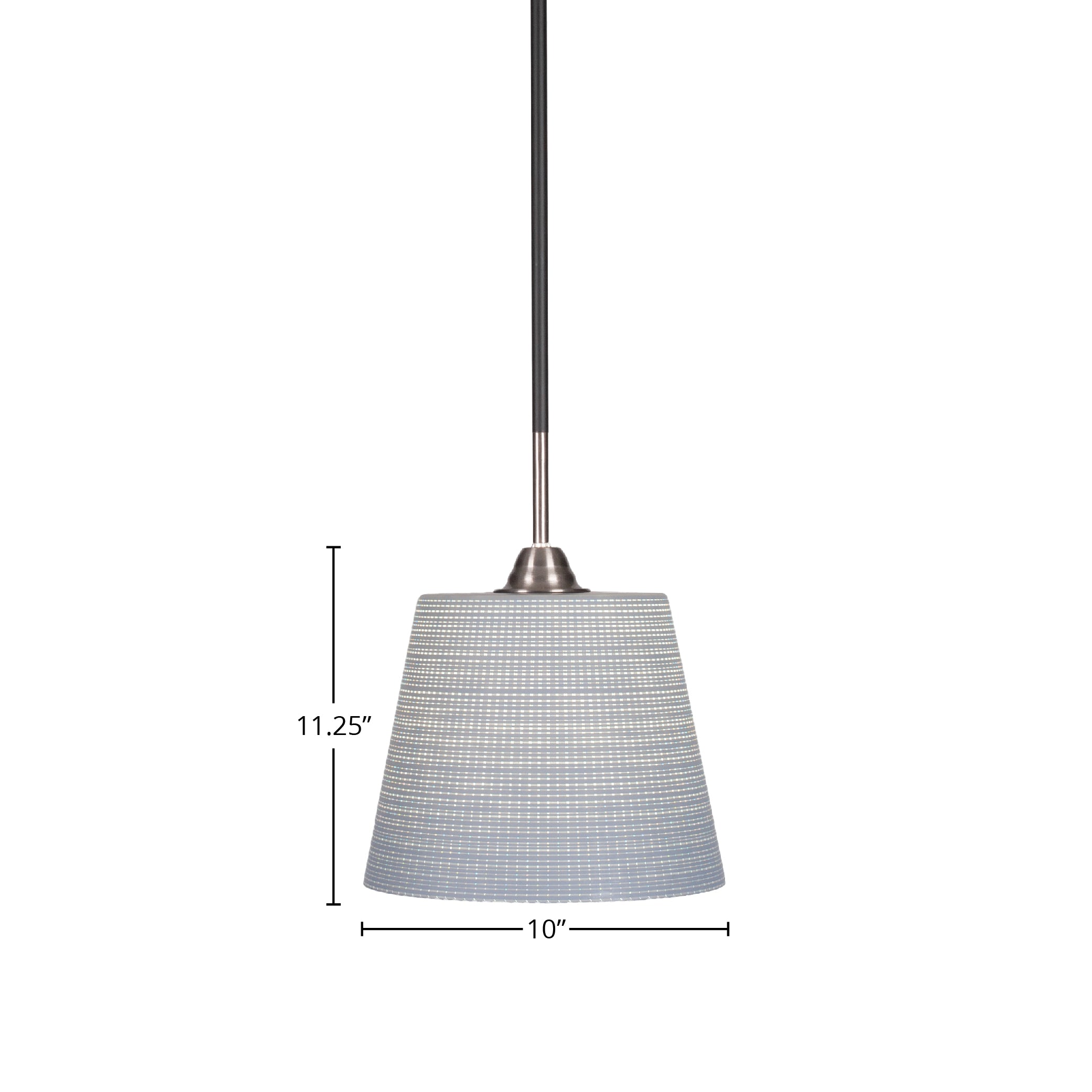 Paramount One Light Mini Pendant in Matte Black & Brushed Nickel with 10" Gray Matrix Shade
