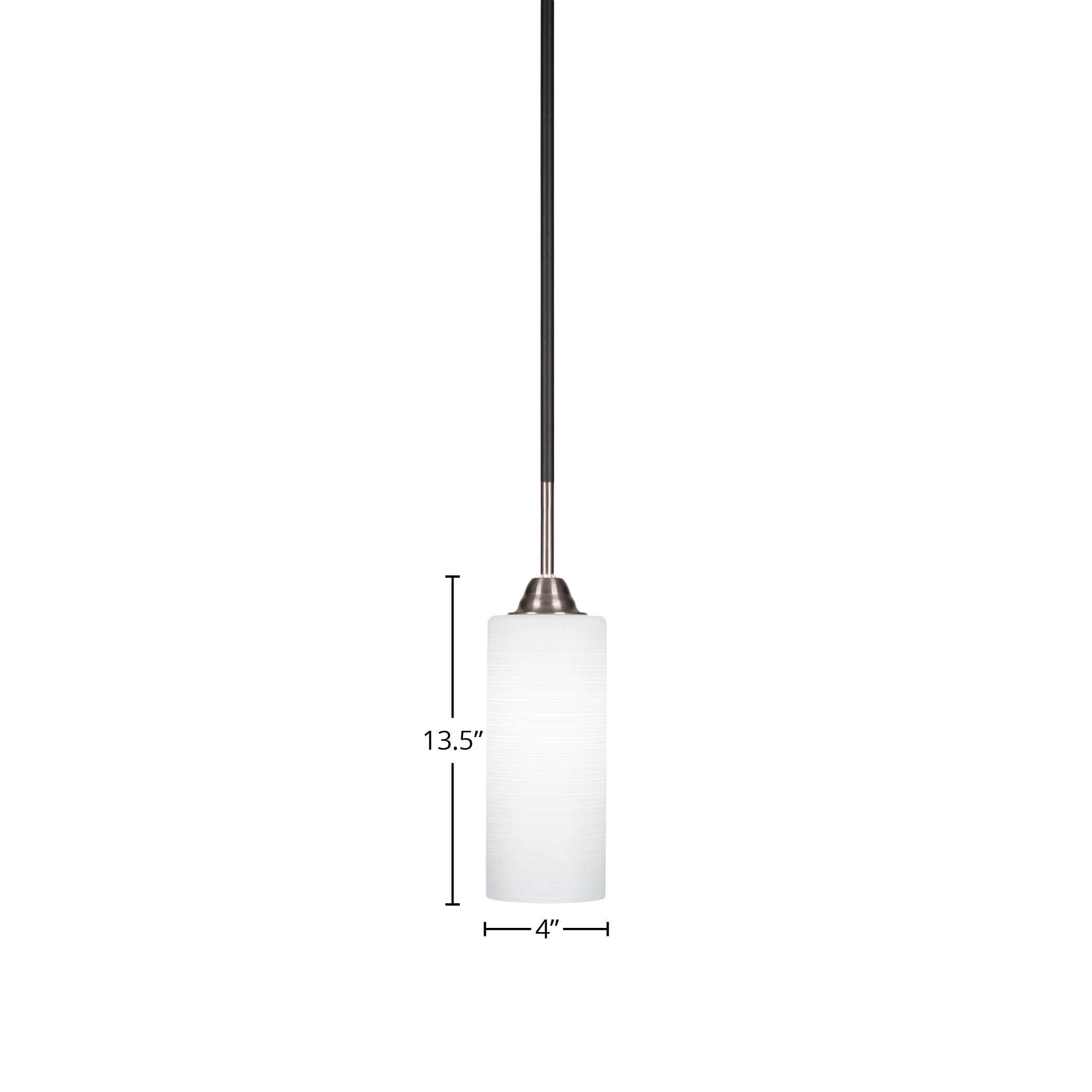 Paramount One Light Mini Pendant in Matte Black & Brushed Nickel with 4" White Matrix Shade
