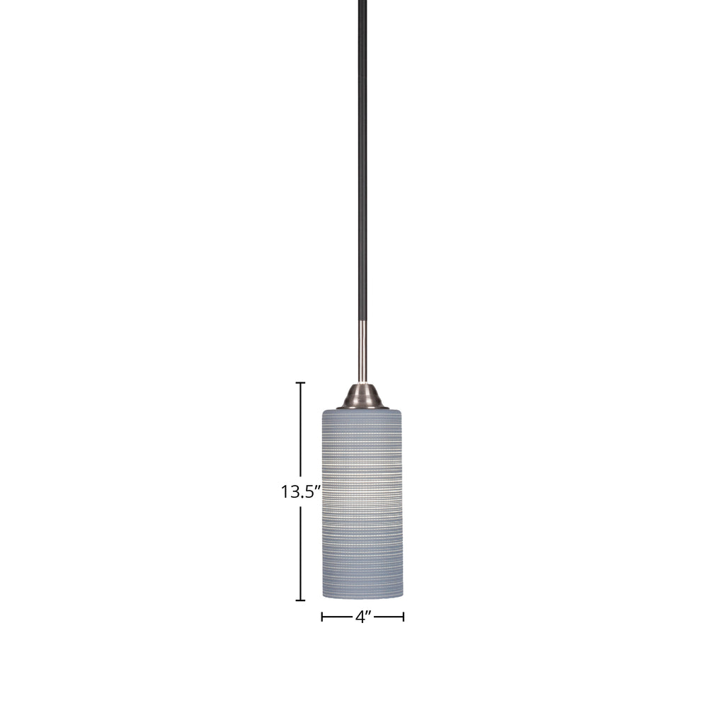 Paramount One Light Mini Pendant in Matte Black & Brushed Nickel with 4" Gray Matrix Shade