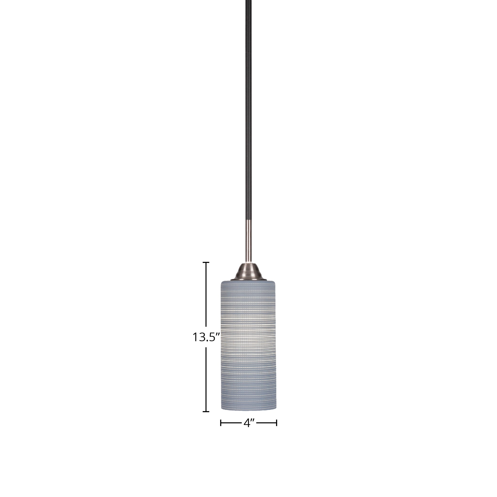 Paramount One Light Mini Pendant in Matte Black & Brushed Nickel with 4" Gray Matrix Shade
