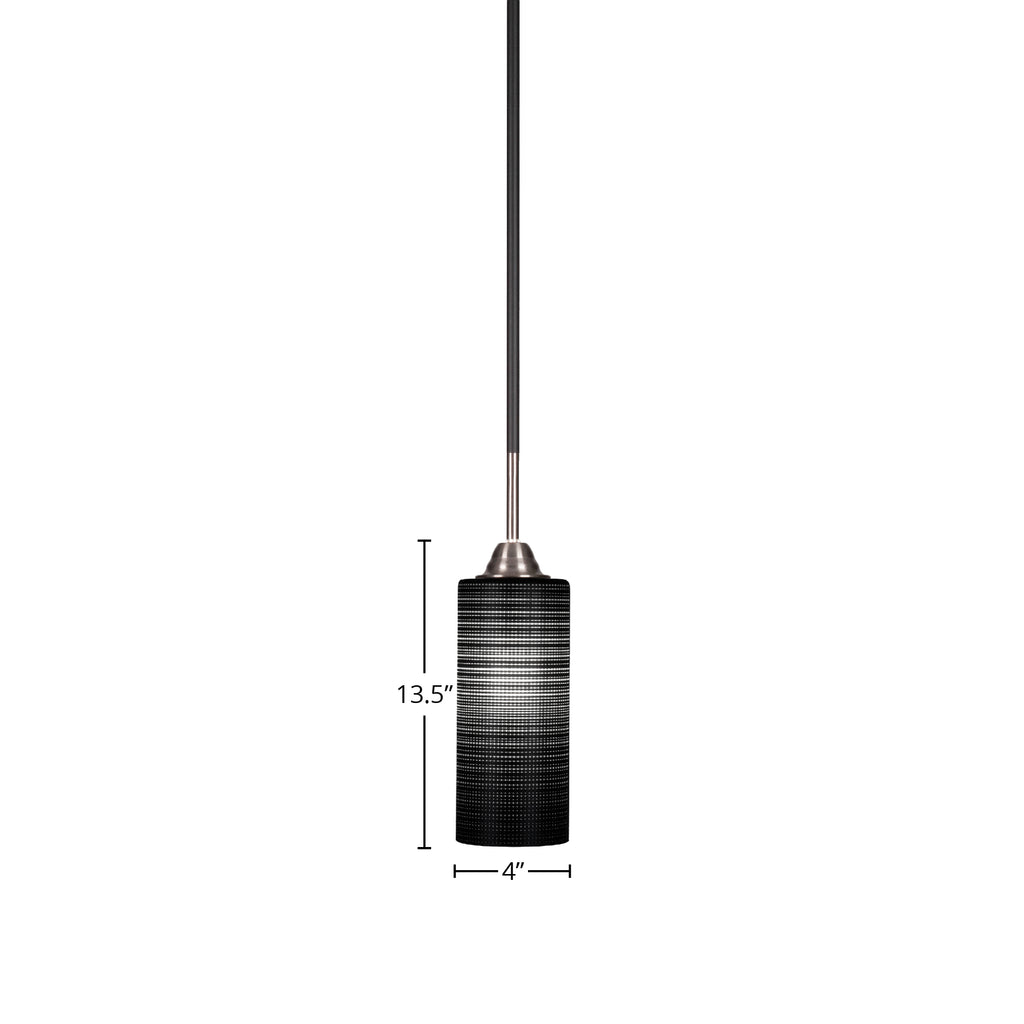 Paramount One Light Mini Pendant in Matte Black & Brushed Nickel with 4" Black Matrix Shade
