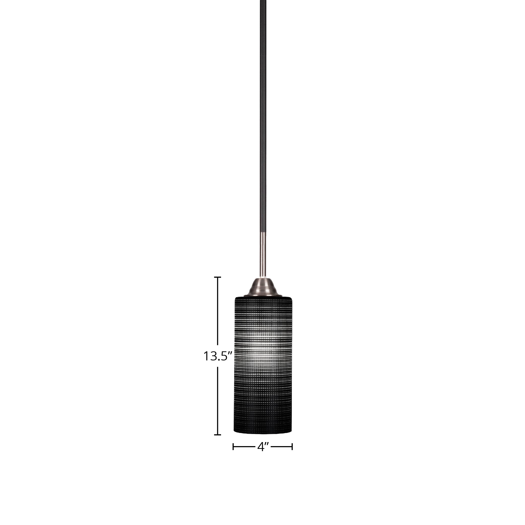 Paramount One Light Mini Pendant in Matte Black & Brushed Nickel with 4" Black Matrix Shade