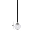 Paramount One Light Mini Pendant in Matte Black & Brushed Nickel with 5.75" Clear Bubble Shade