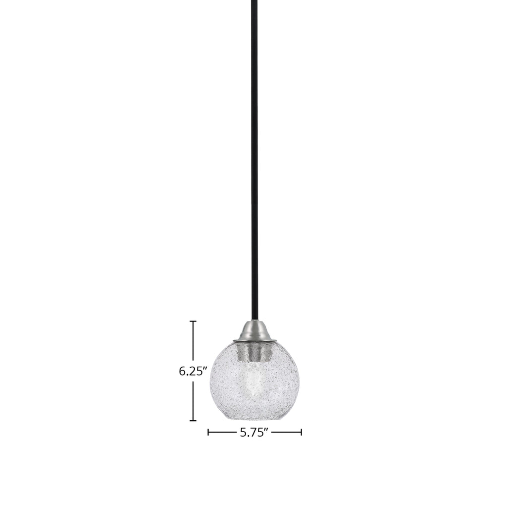 Paramount One Light Mini Pendant in Matte Black & Brushed Nickel with 5.75" Smoke Bubble Shade