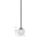 Paramount One Light Mini Pendant in Matte Black & Brushed Nickel with 5.75" Smoke Bubble Shade