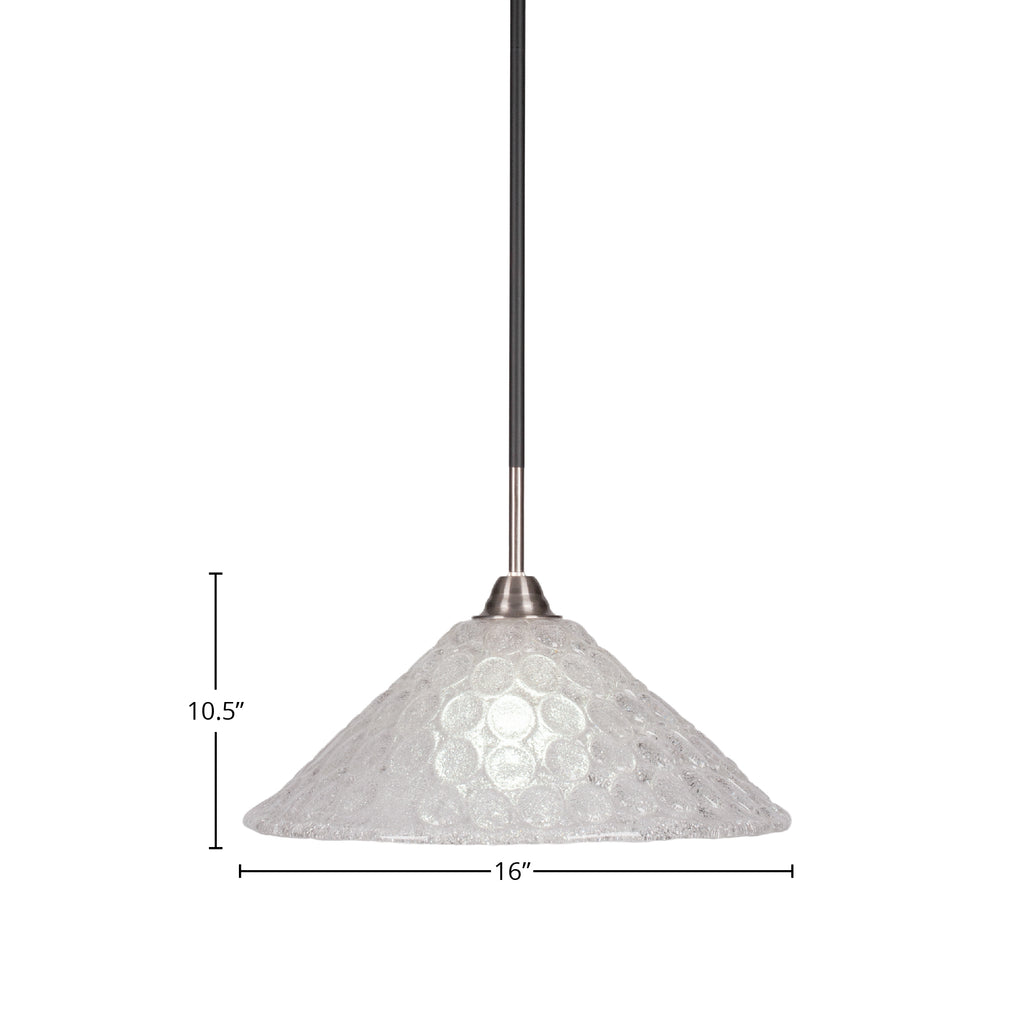 Paramount One Light Pendant in Matte Black & Brushed Nickel with 16" Italian Bubble Shade