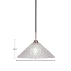 Paramount One Light Pendant in Matte Black & Brushed Nickel with 16" Italian Bubble Shade