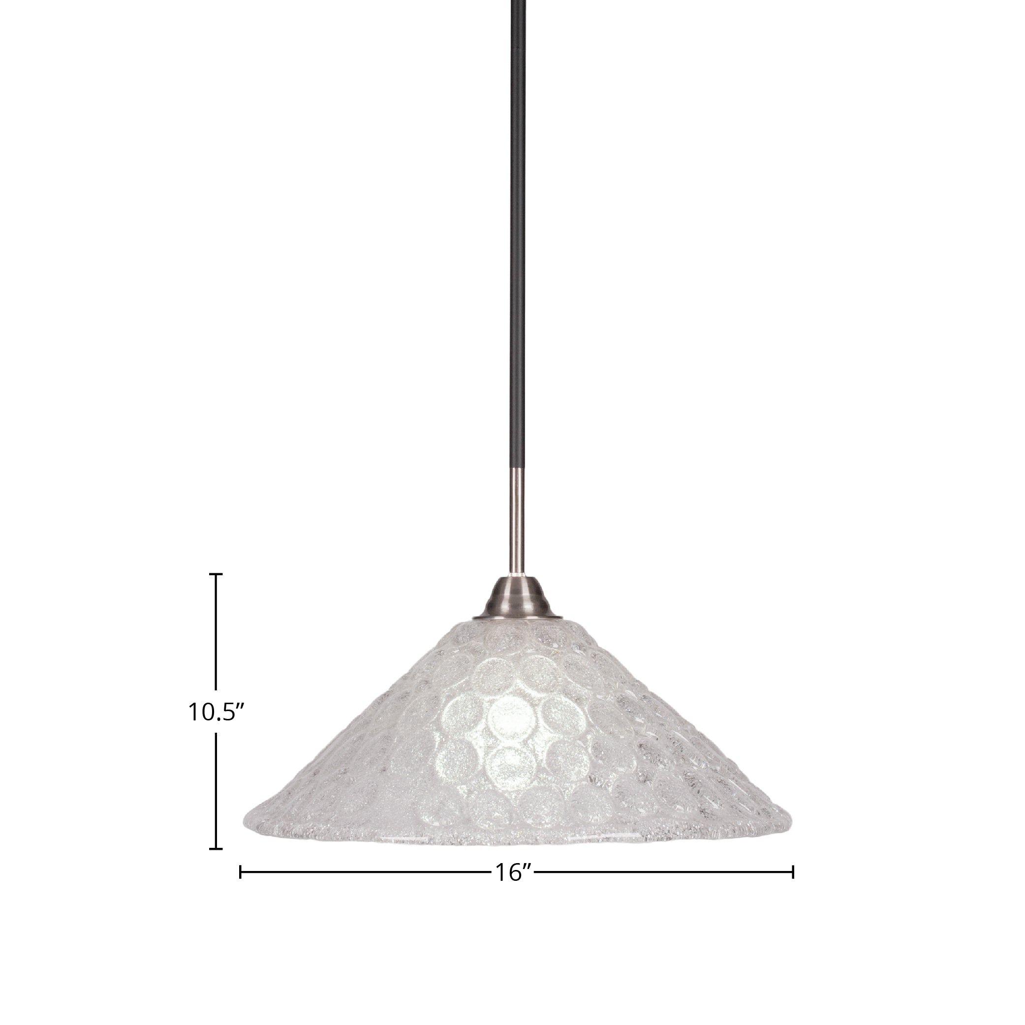 Paramount One Light Pendant in Matte Black & Brushed Nickel with 16" Italian Bubble Shade