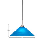 Paramount One Light Pendant in Matte Black & Brushed Nickel with 16" Blue Italian Shade
