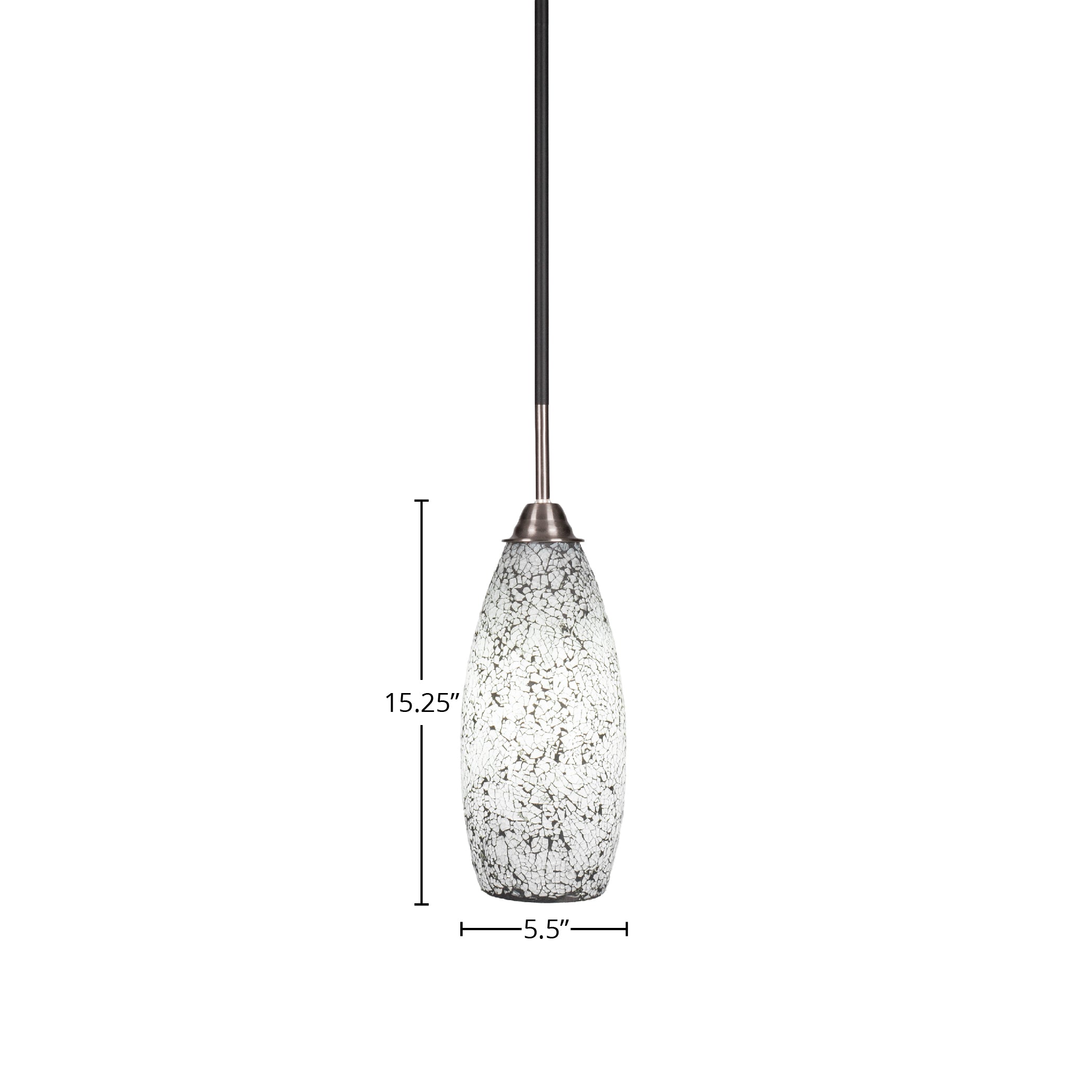 Paramount One Light Mini Pendant in Matte Black & Brushed Nickel with 5.5" Black Fusion Shade