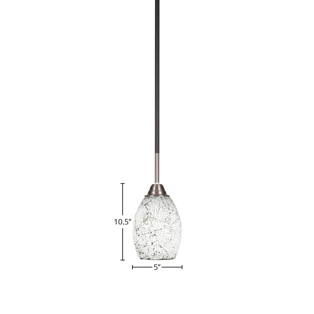 Paramount One Light Mini Pendant in Matte Black & Brushed Nickel with 5" Black Fusion Shade