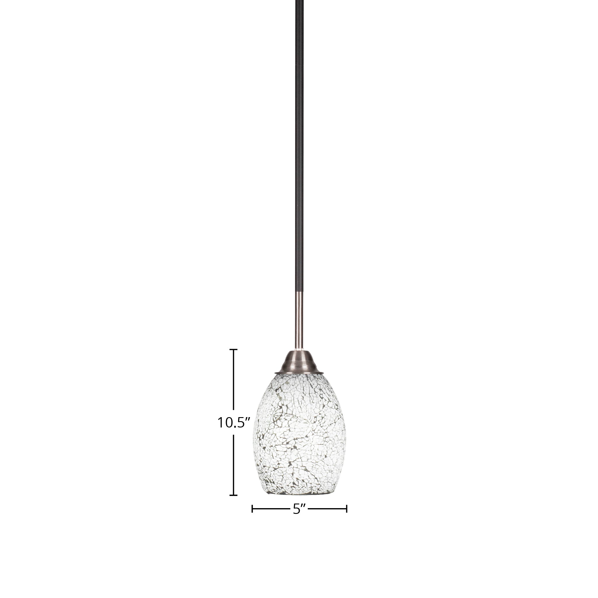 Paramount One Light Mini Pendant in Matte Black & Brushed Nickel with 5" Black Fusion Shade