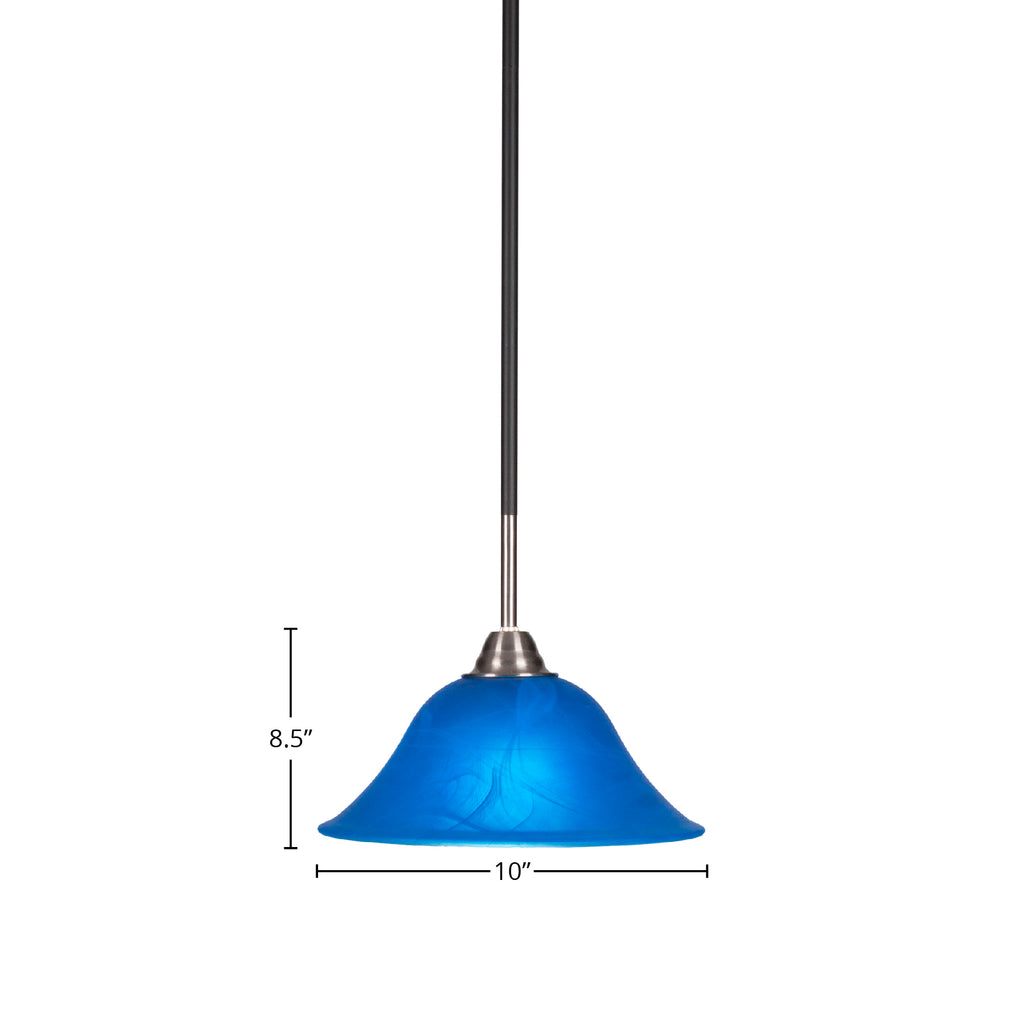 Paramount One Light Mini Pendant in Matte Black & Brushed Nickel with 10" Blue Italian Shade