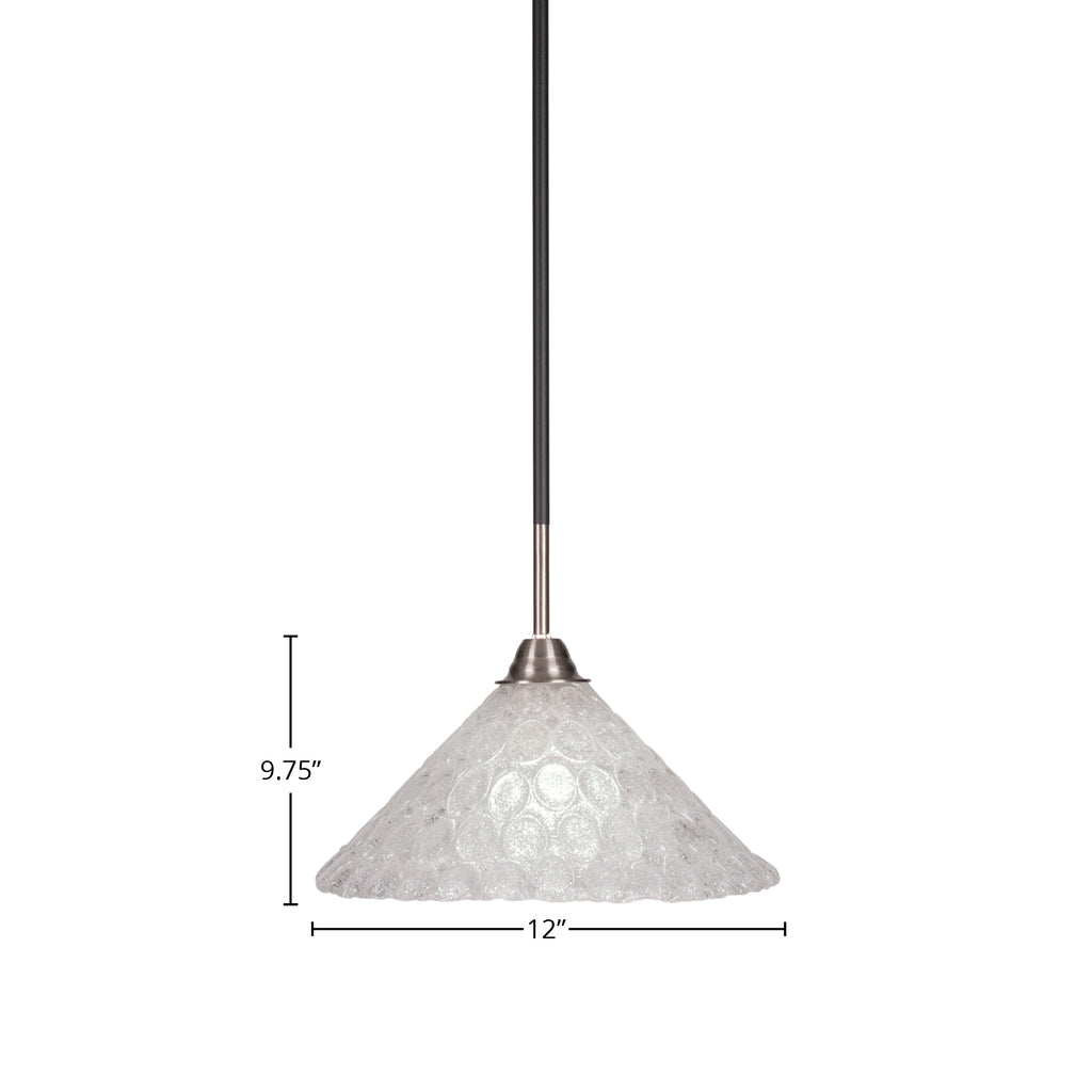 Paramount One Light Pendant in Matte Black & Brushed Nickel with 12" Italian Bubble Shade