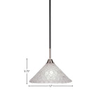 Paramount One Light Pendant in Matte Black & Brushed Nickel with 12" Italian Bubble Shade