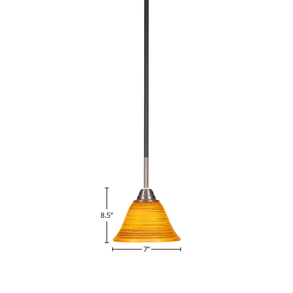 Paramount One Light Mini Pendant in Matte Black & Brushed Nickel with 7" Firré Saturn Shade