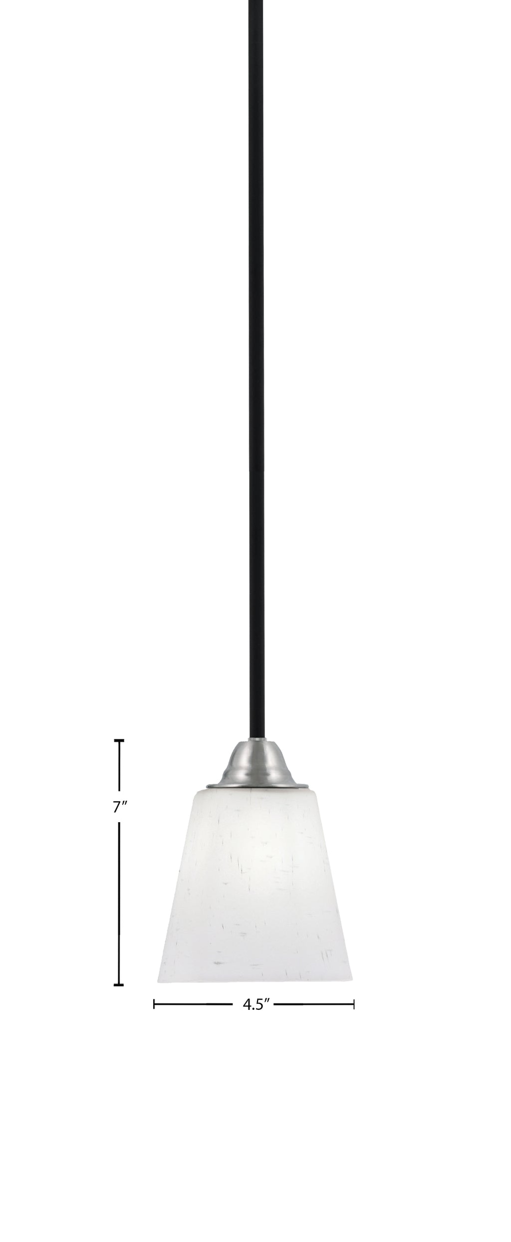 Paramount One Light Mini Pendant in Matte Black & Brushed Nickel with 4.5" Square White Muslin Shade