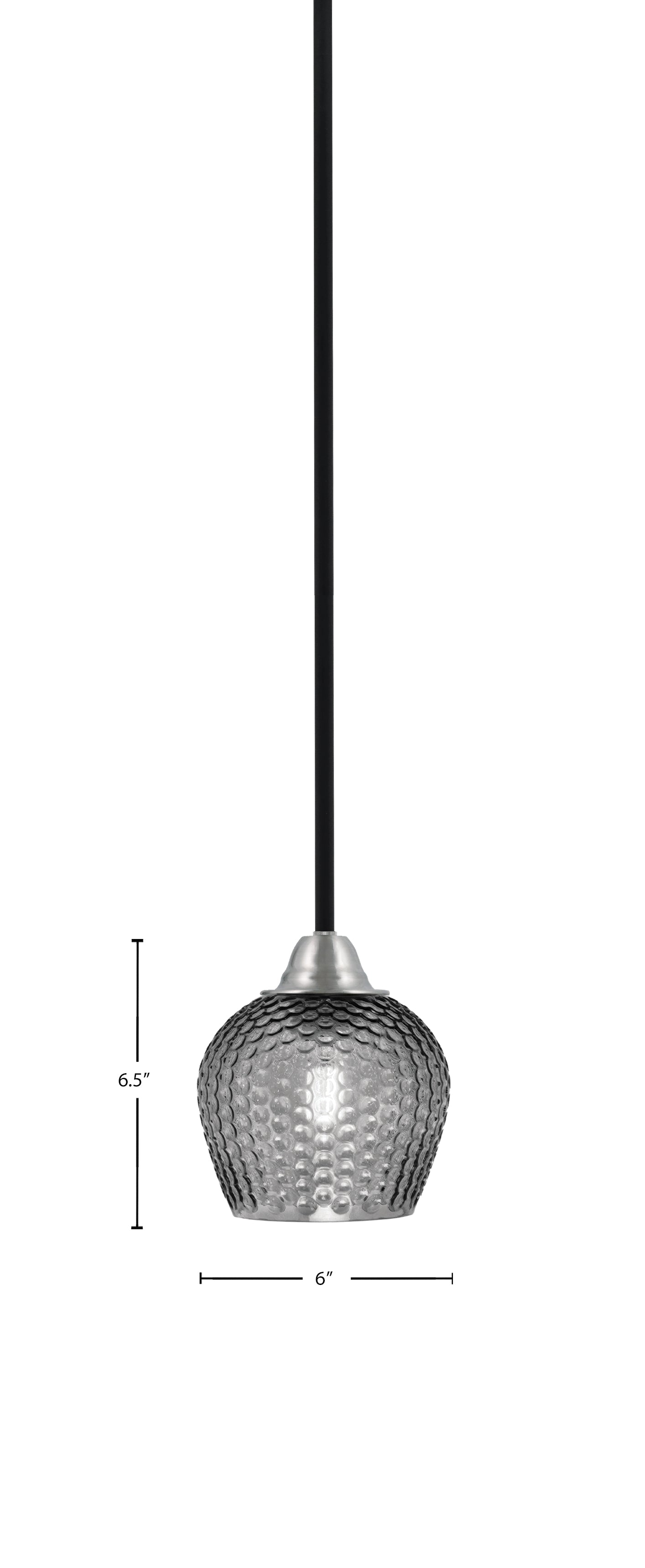 Paramount One Light Mini Pendant in Matte Black & Brushed Nickel with Smoke Textured Shade