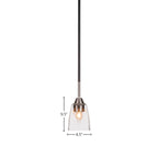 Paramount One Light Mini Pendant in Matte Black & Brushed Nickel with 4.5" Square Clear Bubble Shade