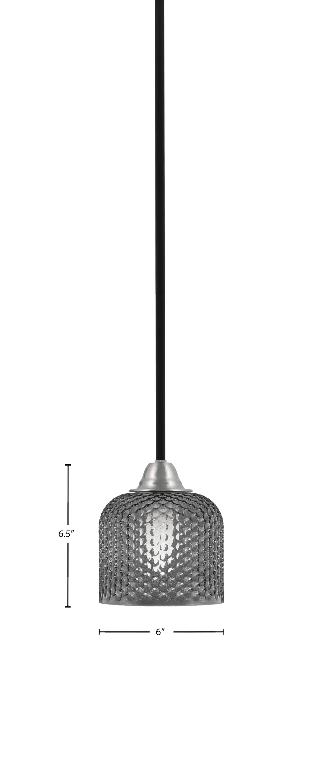 Paramount One Light Mini Pendant in Matte Black & Brushed Nickel with Smoke Textured Shade
