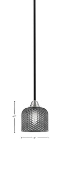 Paramount One Light Mini Pendant in Matte Black & Brushed Nickel with Smoke Textured Shade