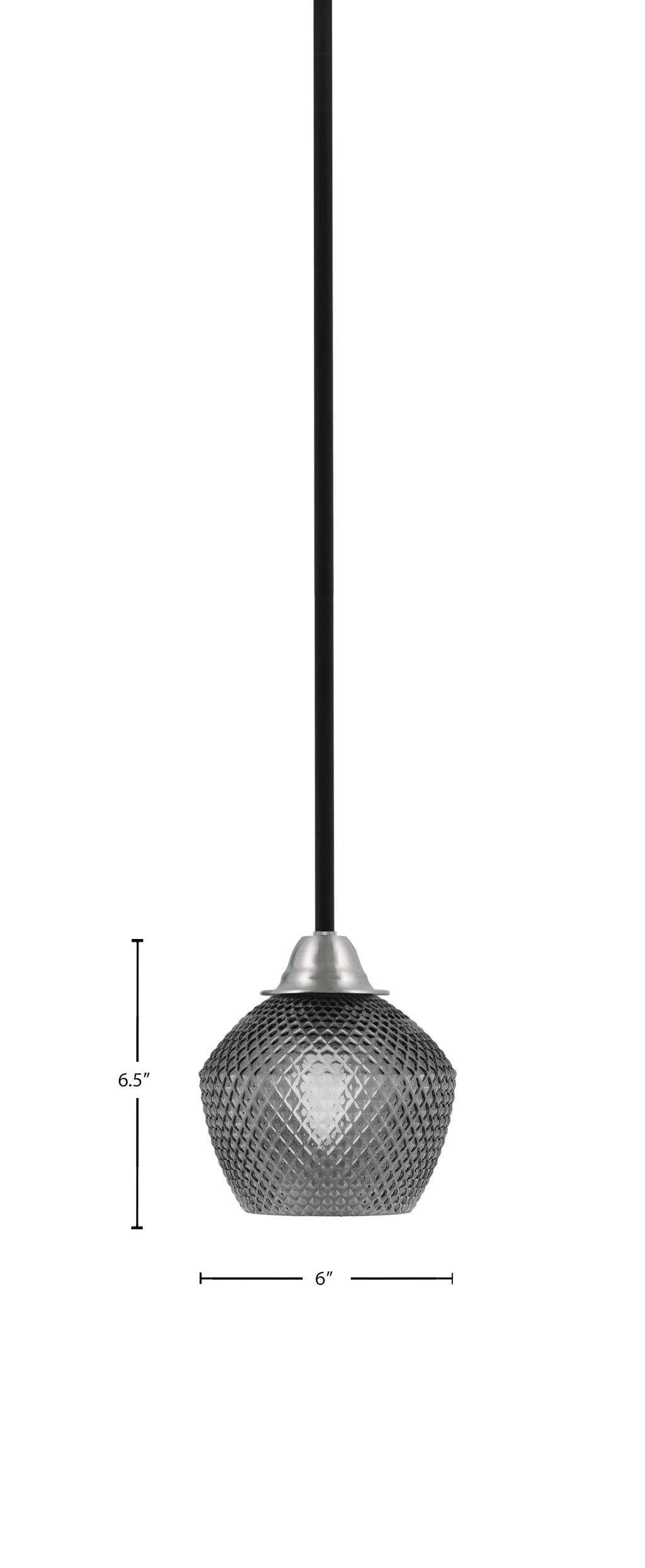 Paramount One Light Mini Pendant in Matte Black & Brushed Nickel with Smoke Textured Shade