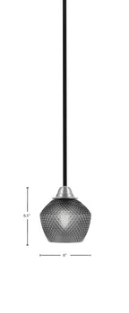 Paramount One Light Mini Pendant in Matte Black & Brushed Nickel with Smoke Textured Shade