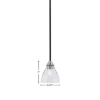 Paramount One Light Mini Pendant in Matte Black & Brushed Nickel with 6.25" Clear Bubble Shade