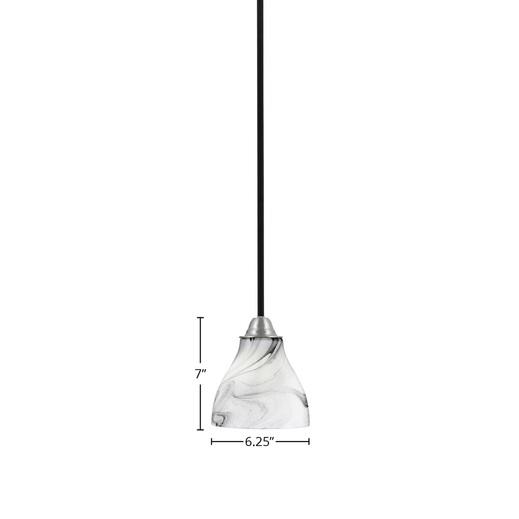 Paramount One Light Mini Pendant in Matte Black & Brushed Nickel with 6.25" Onyx Swirl Shade