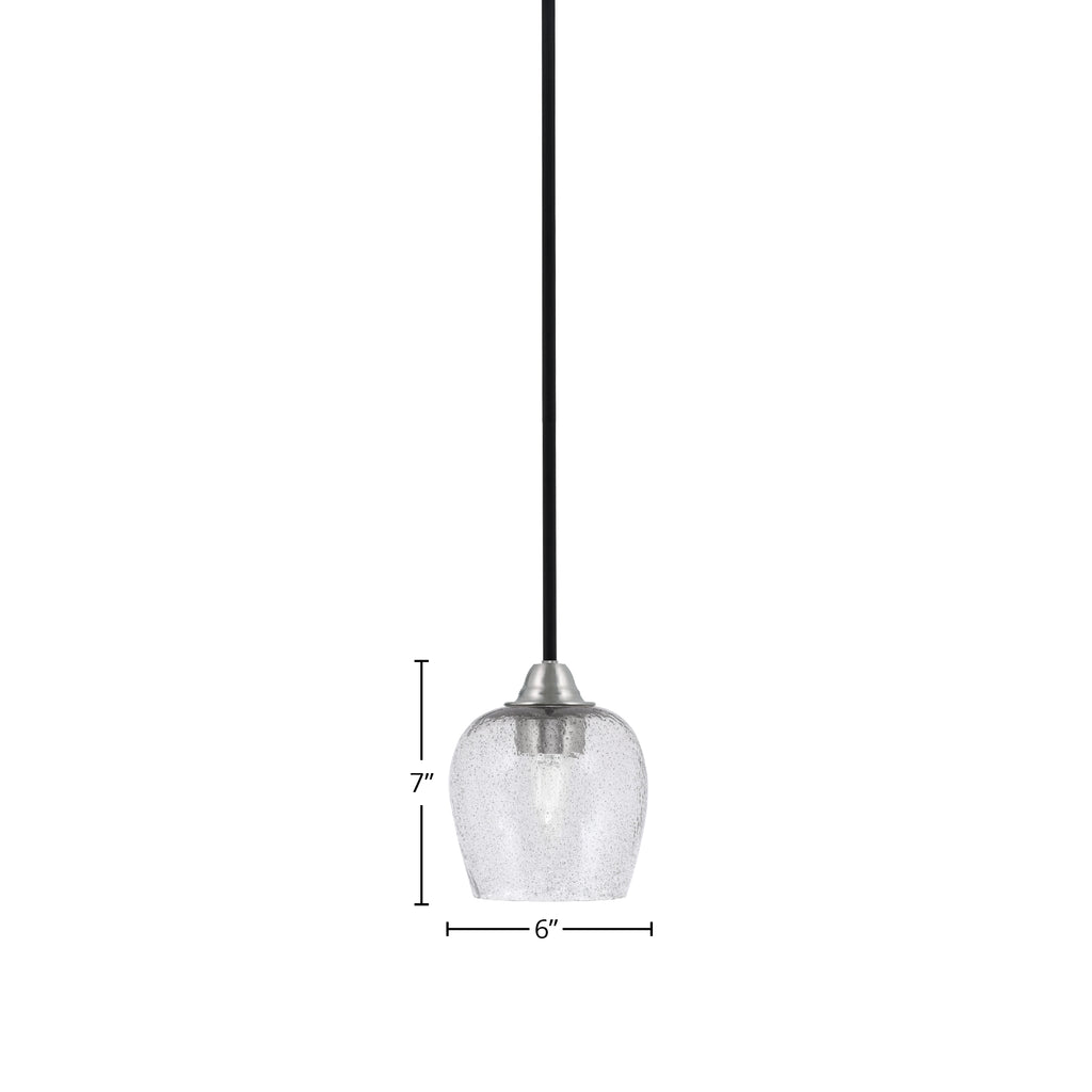 Paramount One Light Mini Pendant in Matte Black & Brushed Nickel with 6" Smoke Bubble Shade
