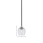 Paramount One Light Mini Pendant in Matte Black & Brushed Nickel with 6" Smoke Bubble Shade