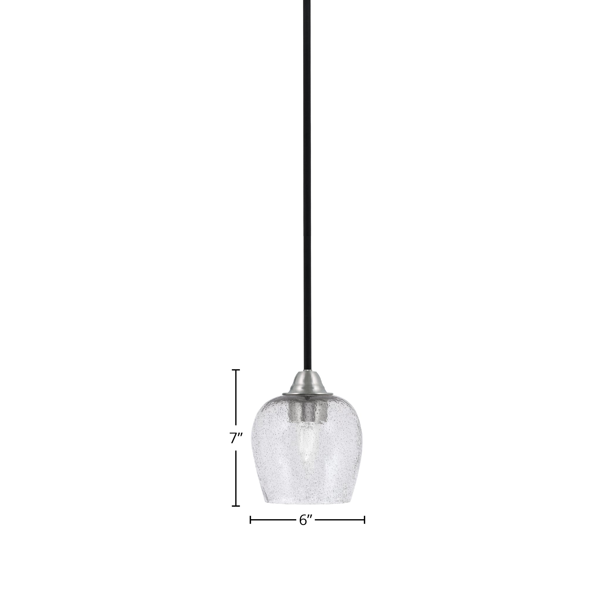 Paramount One Light Mini Pendant in Matte Black & Brushed Nickel with 6" Smoke Bubble Shade