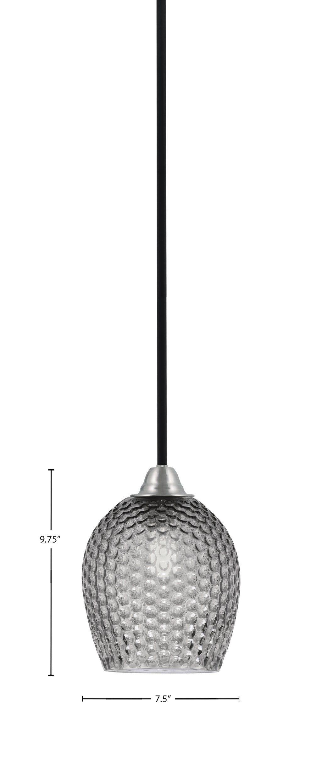 Paramount One Light Mini Pendant in Matte Black & Brushed Nickel with Smoke Textured Shade