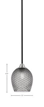 Paramount One Light Mini Pendant in Matte Black & Brushed Nickel with Smoke Textured Shade