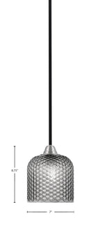 Paramount One Light Mini Pendant in Matte Black & Brushed Nickel with Smoke Textured Shade