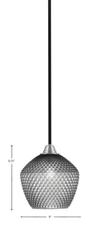 Paramount One Light Mini Pendant in Matte Black & Brushed Nickel with Smoke Textured Shade