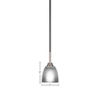 Paramount One Light Mini Pendant in Matte Black & Brushed Nickel with 5" Clear Ribbed Shade