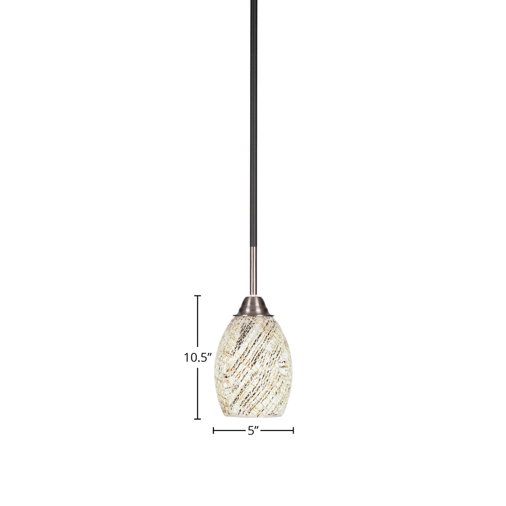 Paramount One Light Mini Pendant in Matte Black & Brushed Nickel with 5" Natural Fusion Shade