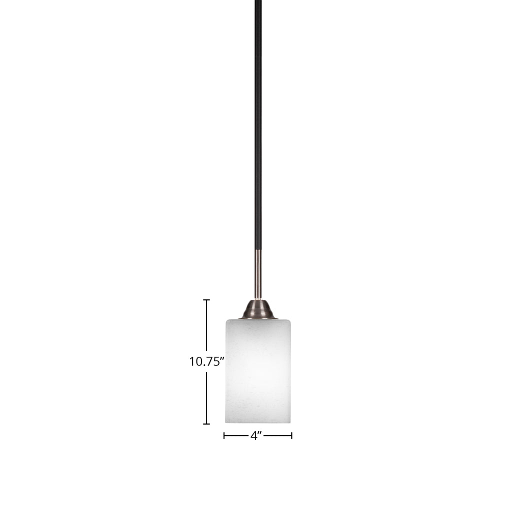 Paramount One Light Mini Pendant in Matte Black & Brushed Nickel with 4" Square White Muslin Shade