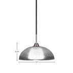 Paramount One Light Pendant in Matte Black & Brushed Nickel with 13" Clear Ribbed Shade