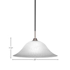 Paramount One Light Pendant in Matte Black & Brushed Nickel with 20" White Alabaster Swirl Shade