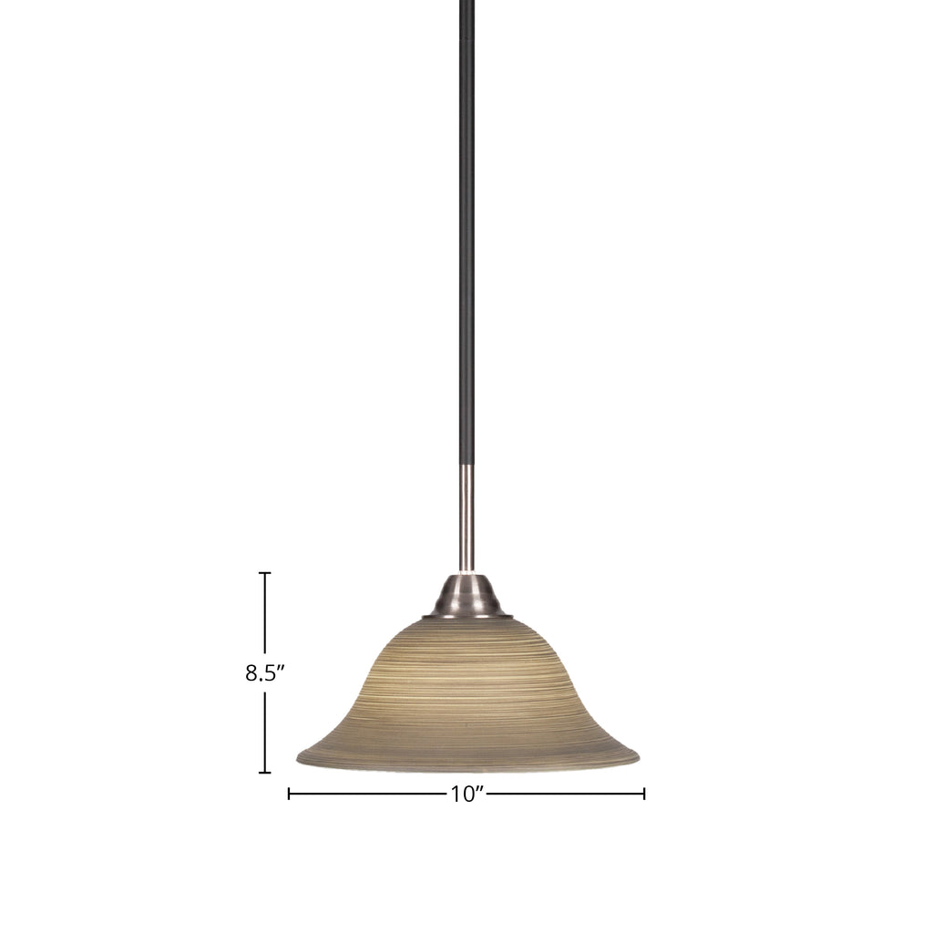 Paramount One Light Mini Pendant in Matte Black & Brushed Nickel with 10" Gray Linen Shade