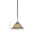 Paramount One Light Mini Pendant in Matte Black & Brushed Nickel with 10" Gray Linen Shade