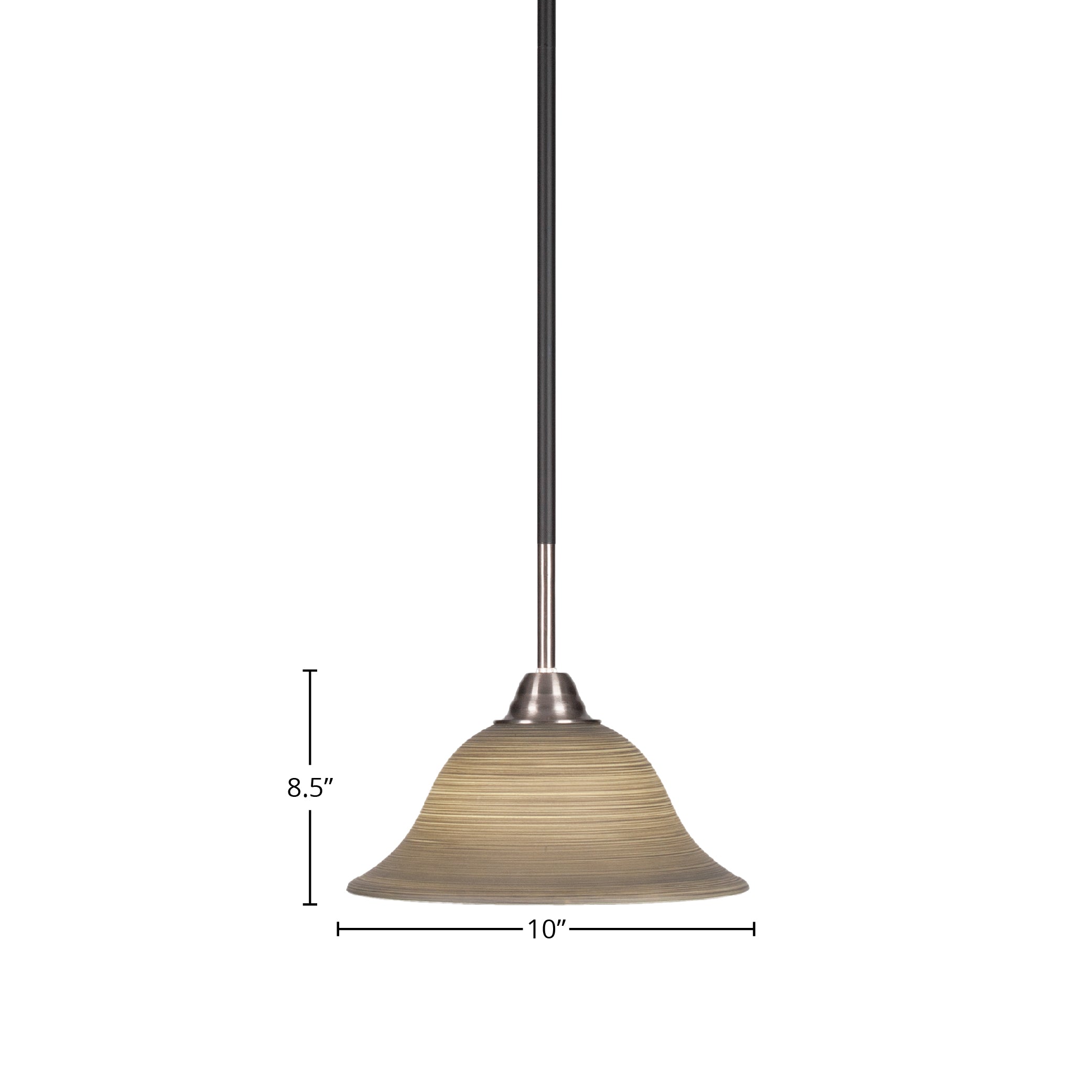 Paramount One Light Mini Pendant in Matte Black & Brushed Nickel with 10" Gray Linen Shade