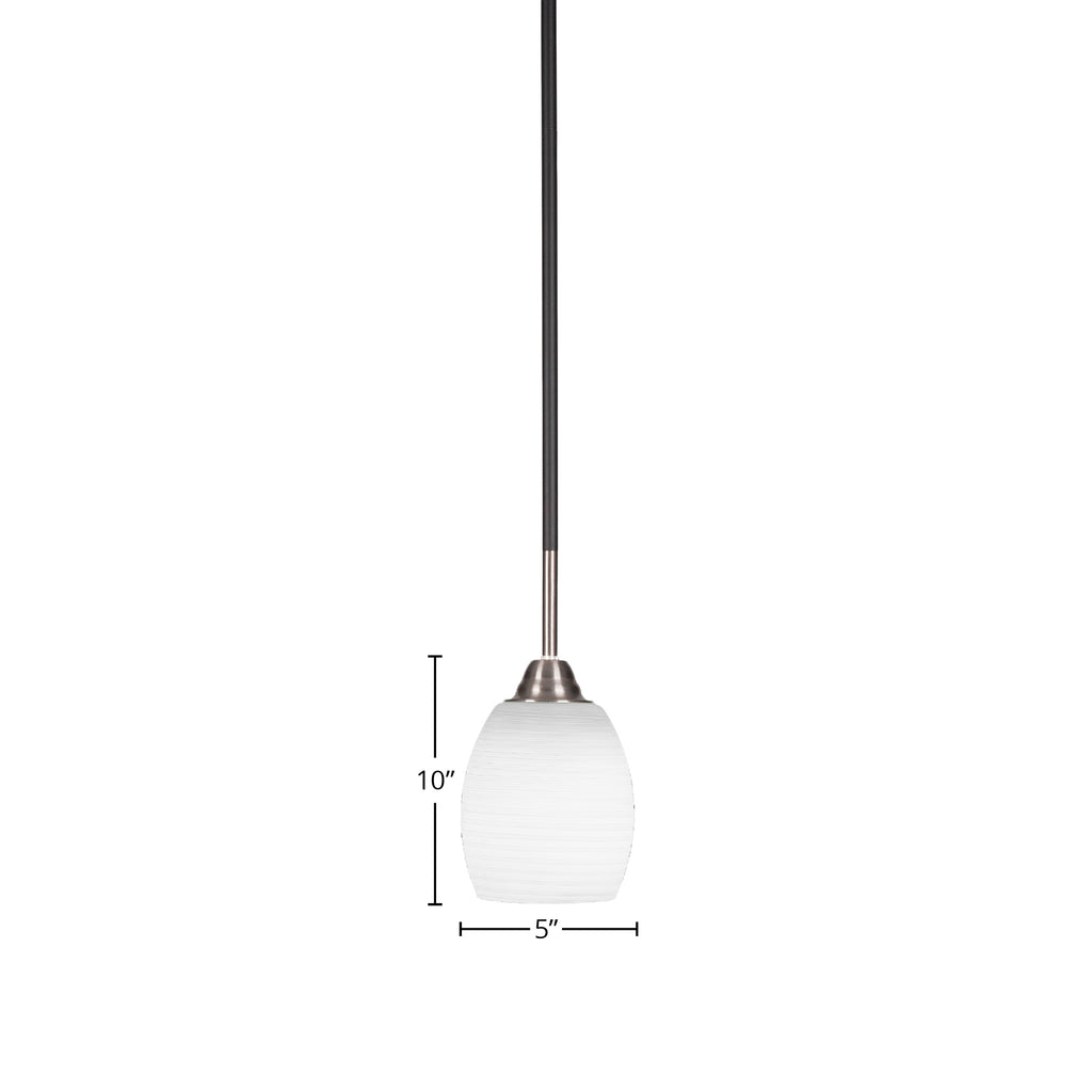 Paramount One Light Mini Pendant in Matte Black & Brushed Nickel with 5" White Linen Shade