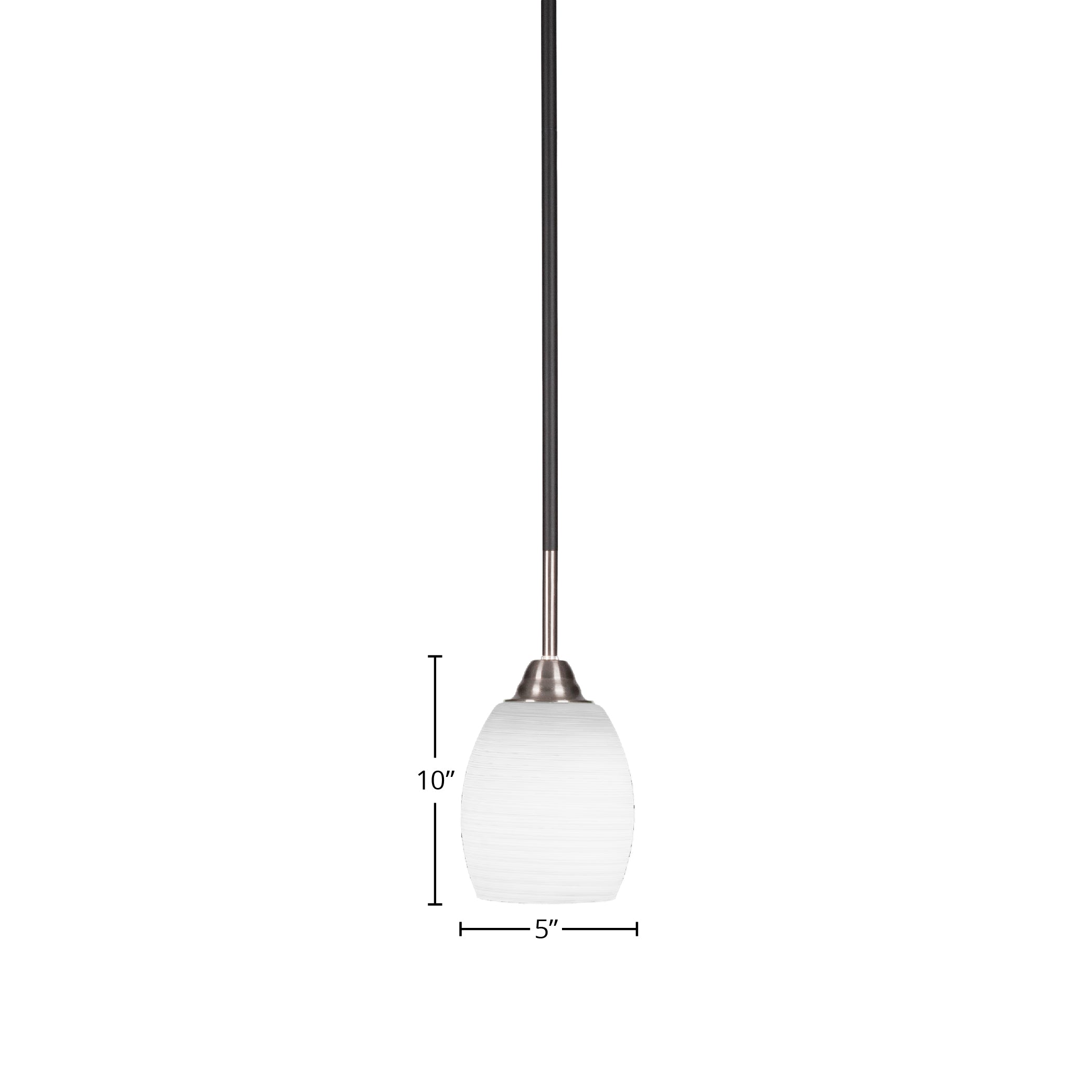 Paramount One Light Mini Pendant in Matte Black & Brushed Nickel with 5" White Linen Shade