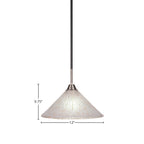 Paramount One Light Pendant in Matte Black & Brushed Nickel with 12" Frosted Crystal Shade